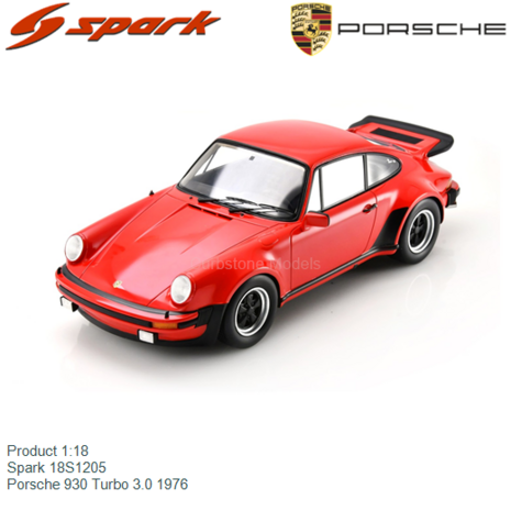 Product 1:18 | Spark 18S1205 | Porsche 930 Turbo 3.0 1976