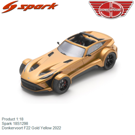 Product 1:18 | Spark 18S1298 | Donkervoort F22 Gold Yellow 2022
