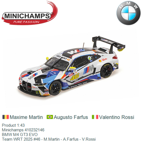 Product 1:43 | Minichamps 410232146 | BMW M4 GT3 EVO | Team WRT 2025 #46 - M.Martin - A.Farfus - V.Rossi