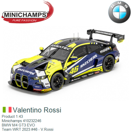 Product 1:43 | Minichamps 410232246 | BMW M4 GT3 EVO | Team WRT 2023 #46 - V.Rossi