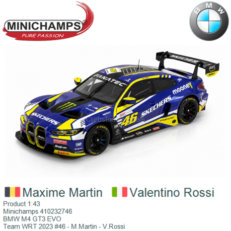 Product 1:43 | Minichamps 410232746 | BMW M4 GT3 EVO | Team WRT 2023 #46 - M.Martin - V.Rossi