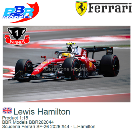 Product 1:18 | BBR Models BBR262044 | Scuderia Ferrari SF-26 2026 #44 - L.Hamilton