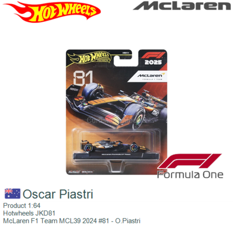 Product 1:64 | Hotwheels JKD81 | McLaren F1 Team MCL39 2024 #81 - O.Piastri