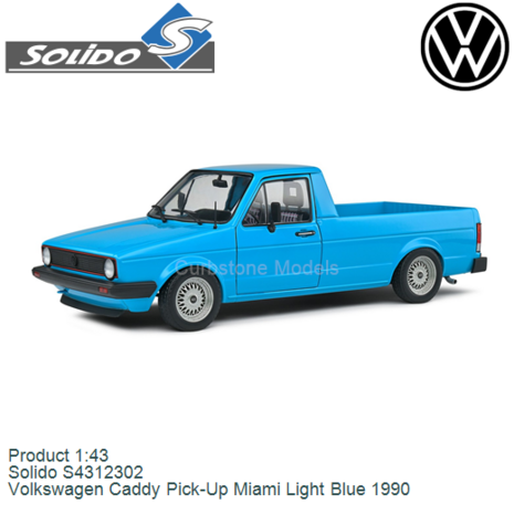 Product 1:43 | Solido S4312302 | Volkswagen Caddy Pick-Up Miami Light Blue 1990