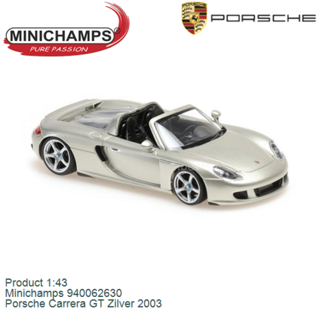 Product 1:43 | Minichamps 940062630 | Porsche Carrera GT Zilver 2003