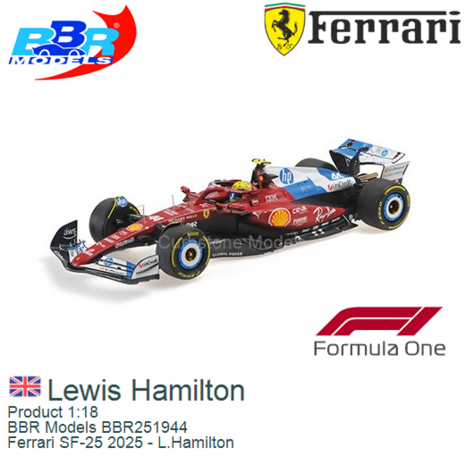 Product 1:18 | BBR Models BBR251944 | Ferrari SF-25 2025 - L.Hamilton