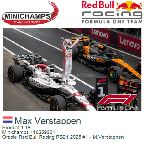 Product 1:18 | Minichamps 110259301 | Oracle Red Bull Racing RB21 2025 #1 - M.Verstappen