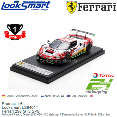 Product 1:64 | Looksmart LS64011 | Ferrari 296 GT3 SP9 | Frikadelli Racing Team 2023 #30 - N.Catsburg - F.Fernandez-Laser - D.P