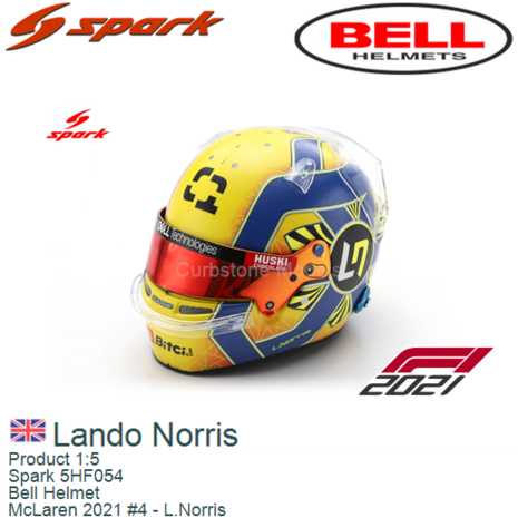 Product 1:5 | Spark 5HF054 | Bell Helmet | McLaren 2021 #4 - L.Norris