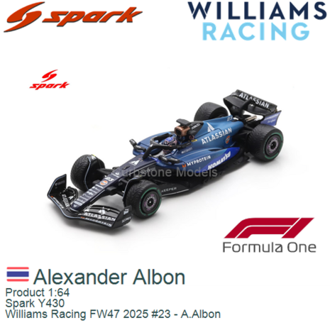Product 1:64 | Spark Y430 | Williams Racing FW47 2025 #23 - A.Albon