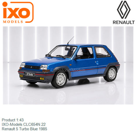 Product 1:43 | IXO-Models CLC654N.22 | Renault 5 Turbo Blue 1985