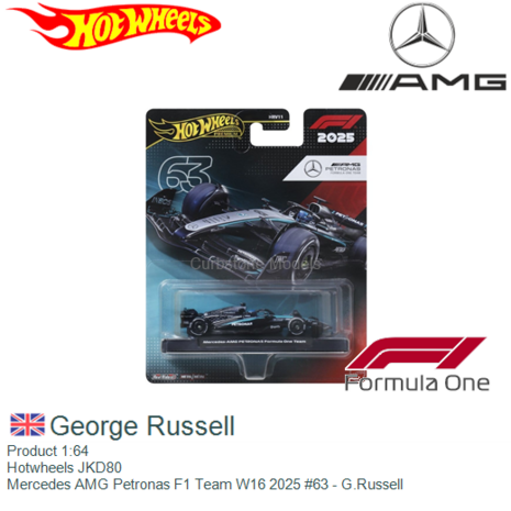 Product 1:64 | Hotwheels JKD80 | Mercedes AMG Petronas F1 Team W16 2025 #63 - G.Russell