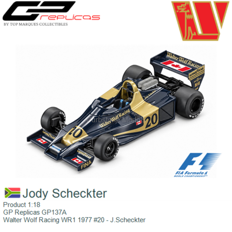 Product 1:18 | GP Replicas GP137A | Walter Wolf Racing WR1 1977 #20 - J.Scheckter