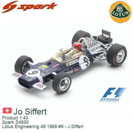 Product 1:43 | Spark S4830 | Lotus Engineering 49 1968 #9 - J.Siffert