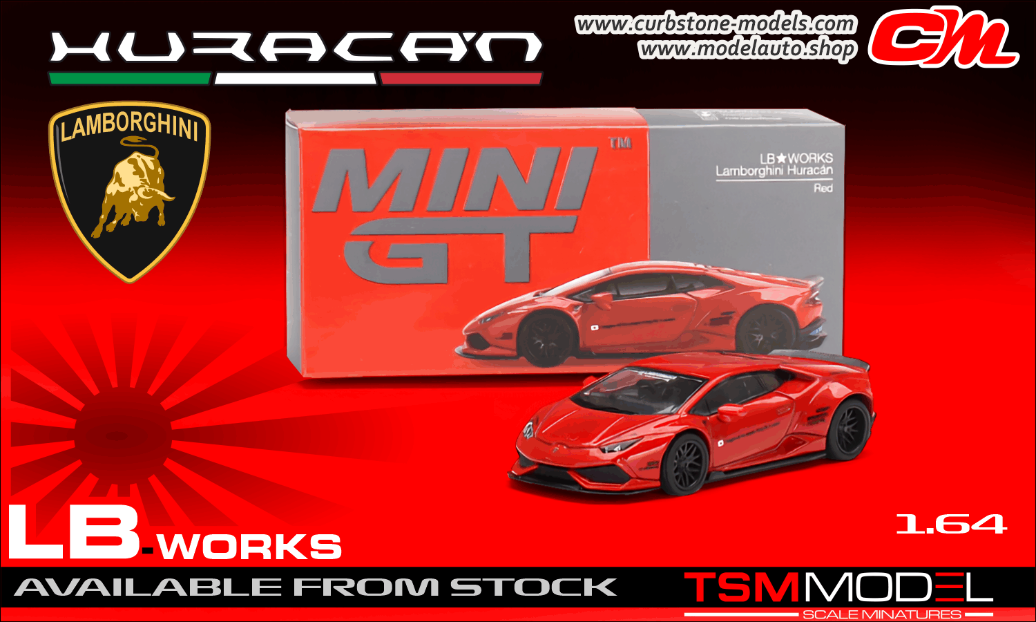 TSM MINIGT LB-Works Lamborghini Huracan 1.64 Red