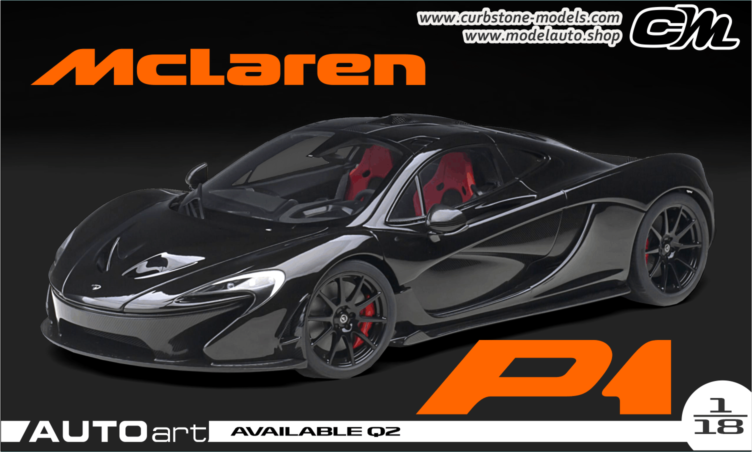 Image of the Autoart 76065 1:18 McLaren P1 Fire Black