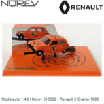 Modelauto 1:43 | Norev 510502 | Renault 5 Oranje 1980 Modelauto 1:43 | Norev 510502 | Renault 5 Oranje 1980