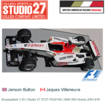 Bouwpakket 1:20 | Studio 27 ST27-FK20145 | BAR 005 Honda 2003 #16 Bouwpakket 1:20 | Studio 27 ST27-FK20145 | BAR 005 Honda 2003 #16