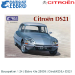 Bouwpakket 1:24 | Ebbro Kits 25009 | Citroën DS21 Bouwpakket 1:24 | Ebbro Kits 25009 | Citroën DS21