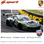 Modelauto 1:43 | Spark AS048 | Porsche 911 GT3 R Absolute Racing 2020 #912 Modelauto 1:43 | Spark AS048 | Porsche 911 GT3 R Absolute Racing 2020 #912