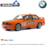 Modelauto 1:18 | Solido 1801504 | BMW M3 E30 DTM Jägermeister 1992 #19 Modelauto 1:18 | Solido 1801504 | BMW M3 E30 DTM Jägermeister 1992 #19