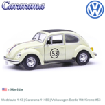 Modelauto 1:43 | Cararama 11480 | Volkswagen Beetle Wit /Creme #53 Modelauto 1:43 | Cararama 11480 | Volkswagen Beetle Wit /Creme #53
