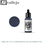 | Vallejo VAL 71071 | Acryllak Model Air Arctic Blue (Metallic) #17ml | Vallejo VAL 71071 | Acryllak Model Air Arctic Blue (Metallic) #17ml