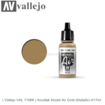 | Vallejo VAL 71066 | Acryllak Model Air Gold (Metallic) #17ml | Vallejo VAL 71066 | Acryllak Model Air Gold (Metallic) #17ml