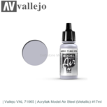 | Vallejo VAL 71065 | Acryllak Model Air Steel (Metallic) #17ml | Vallejo VAL 71065 | Acryllak Model Air Steel (Metallic) #17ml