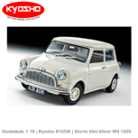 Modelauto 1:18 | Kyosho 8105W | Morris Mini Minor Wit 1959 Modelauto 1:18 | Kyosho 8105W | Morris Mini Minor Wit 1959