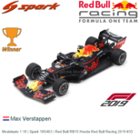 Modelauto 1:18 | Spark 18S463 | Red Bull RB15 Honda Red Bull Racing 2019 #33 Modelauto 1:18 | Spark 18S463 | Red Bull RB15 Honda Red Bull Racing 2019 #33