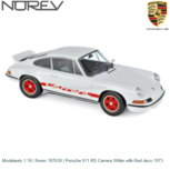 Modelauto 1:18 | Norev 187639 | Porsche 911 RS Carrera White with Red deco 1973 Modelauto 1:18 | Norev 187639 | Porsche 911 RS Carrera White with Red deco 1973