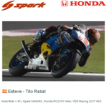 Motorfiets 1:43 | Spark M43043 | Honda RC213V Marc VDS Racing 2017 #53 Motorfiets 1:43 | Spark M43043 | Honda RC213V Marc VDS Racing 2017 #53