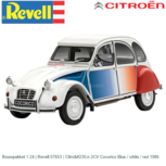 Bouwpakket 1:24 | Revell 07653 | Citroën 2CV Cocorico Blue / white / red 1986 Bouwpakket 1:24 | Revell 07653 | Citroën 2CV Cocorico Blue / white / red 1986
