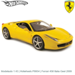 Modelauto 1:43 | Hotwheels P9954 | Ferrari 458 Italia Geel 2009 Modelauto 1:43 | Hotwheels P9954 | Ferrari 458 Italia Geel 2009