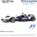 Modelauto 1:18 | Hotwheels 54624 | Williams FW24 BMW Williams 2002 Modelauto 1:18 | Hotwheels 54624 | Williams FW24 BMW Williams 2002