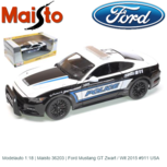 Modelauto 1:18 | Maisto 36203 | Ford Mustang GT Zwart / Wit 2015 #911 USA Modelauto 1:18 | Maisto 36203 | Ford Mustang GT Zwart / Wit 2015 #911 USA