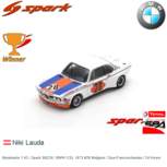 Modelauto 1:43 | Spark SB226 | BMW CSL 1973 #28 Belgium / Spa-Francorchamps / 24 Hours Modelauto 1:43 | Spark SB226 | BMW CSL 1973 #28 Belgium / Spa-Francorchamps / 24 Hours
