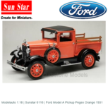 Modelauto 1:18 | Sunstar 6116 | Ford Model A Pickup Pegex Orange 1931 Modelauto 1:18 | Sunstar 6116 | Ford Model A Pickup Pegex Orange 1931