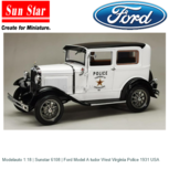 Modelauto 1:18 | Sunstar 6108 | Ford Model A tudor West Virginia Police 1931 USA Modelauto 1:18 | Sunstar 6108 | Ford Model A tudor West Virginia Police 1931 USA