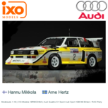 Modelauto 1:18 | IXO-Models 18RMC048A | Audi Quattro S1 Sport Audi Sport 1985 #2 Britain / RAC Rally Modelauto 1:18 | IXO-Models 18RMC048A | Audi Quattro S1 Sport Audi Sport 1985 #2 Britain / RAC Rally