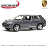 Modelauto 1:43 | Minichamps WAPC2000213 | Porsche Cayenne Turbo Zilver / Grijs metallic 2002 Modelauto 1:43 | Minichamps WAPC2000213 | Porsche Cayenne Turbo Zilver / Grijs metallic 2002