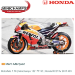 Motorfiets 1:18 | Minichamps 182171193 | Honda RC213V 2017 #93 Motorfiets 1:18 | Minichamps 182171193 | Honda RC213V 2017 #93