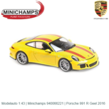 Modelauto 1:43 | Minichamps 940066221 | Porsche 991 R Geel 2016 Modelauto 1:43 | Minichamps 940066221 | Porsche 991 R Geel 2016