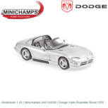 Modelauto 1:43 | Minichamps 940144030 | Dodge Viper Roadster Rood 1993 Modelauto 1:43 | Minichamps 940144030 | Dodge Viper Roadster Rood 1993