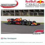 Modelauto 1:43 | Minichamps 410200033 | Red Bull RB16 Red Bull Racing 2020 #33 Australia / Adelaide / Australian Grand Prix Modelauto 1:43 | Minichamps 410200033 | Red Bull RB16 Red Bull Racing 2020 #33 Australia / Adelaide / Australian Grand Prix
