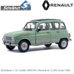 Modelauto 1:18 | Solido 1800109 | Renault 4L CLAN Groen 1986 Modelauto 1:18 | Solido 1800109 | Renault 4L CLAN Groen 1986