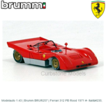 Modelauto 1:43 | Brumm BRUR257 | Ferrari 312 PB Rood 1971 #- italië Modelauto 1:43 | Brumm BRUR257 | Ferrari 312 PB Rood 1971 #- italië