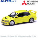 Modelauto 1:43 | Autoart 57161 | Mitsubishi Lancer Evo VII Geel Modelauto 1:43 | Autoart 57161 | Mitsubishi Lancer Evo VII Geel