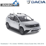 Modelauto 1:18 | Solido 1804602 | Dacia Duster Mk.2 Wit 2019 Modelauto 1:18 | Solido 1804602 | Dacia Duster Mk.2 Wit 2019